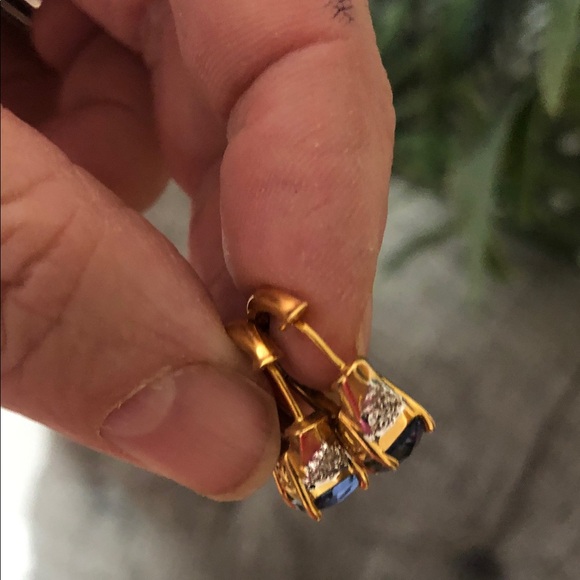 Elegant pure silver Gold plated Blue Jewelry Set - Picture 4 of 14